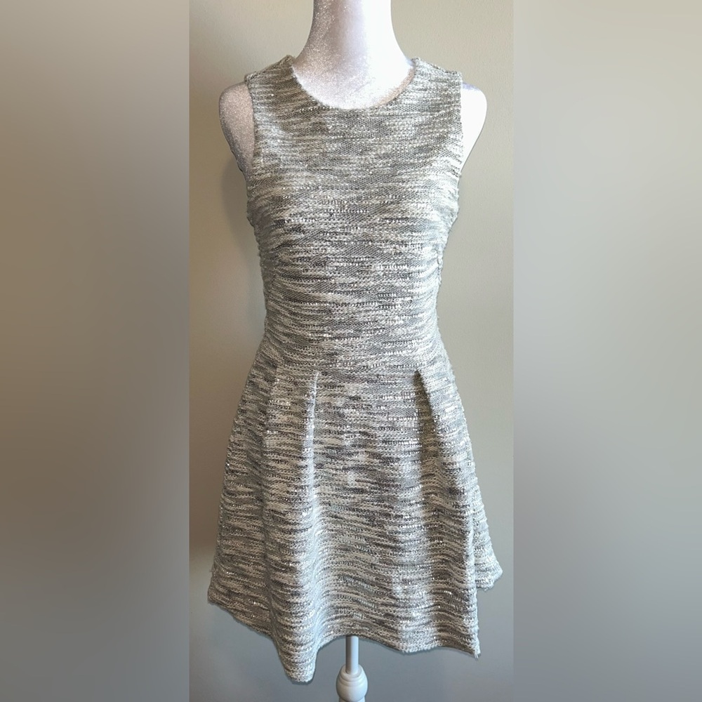 H&M Textured Sleeveless Silver Mini Dress